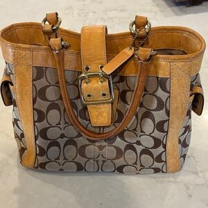 Coach Brown and Tan Signature Tote